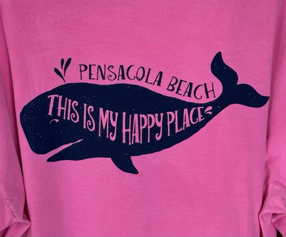 Comfort Colors Pink Long Sleeve T-Shirt Womens 2XL Pensacola Beach